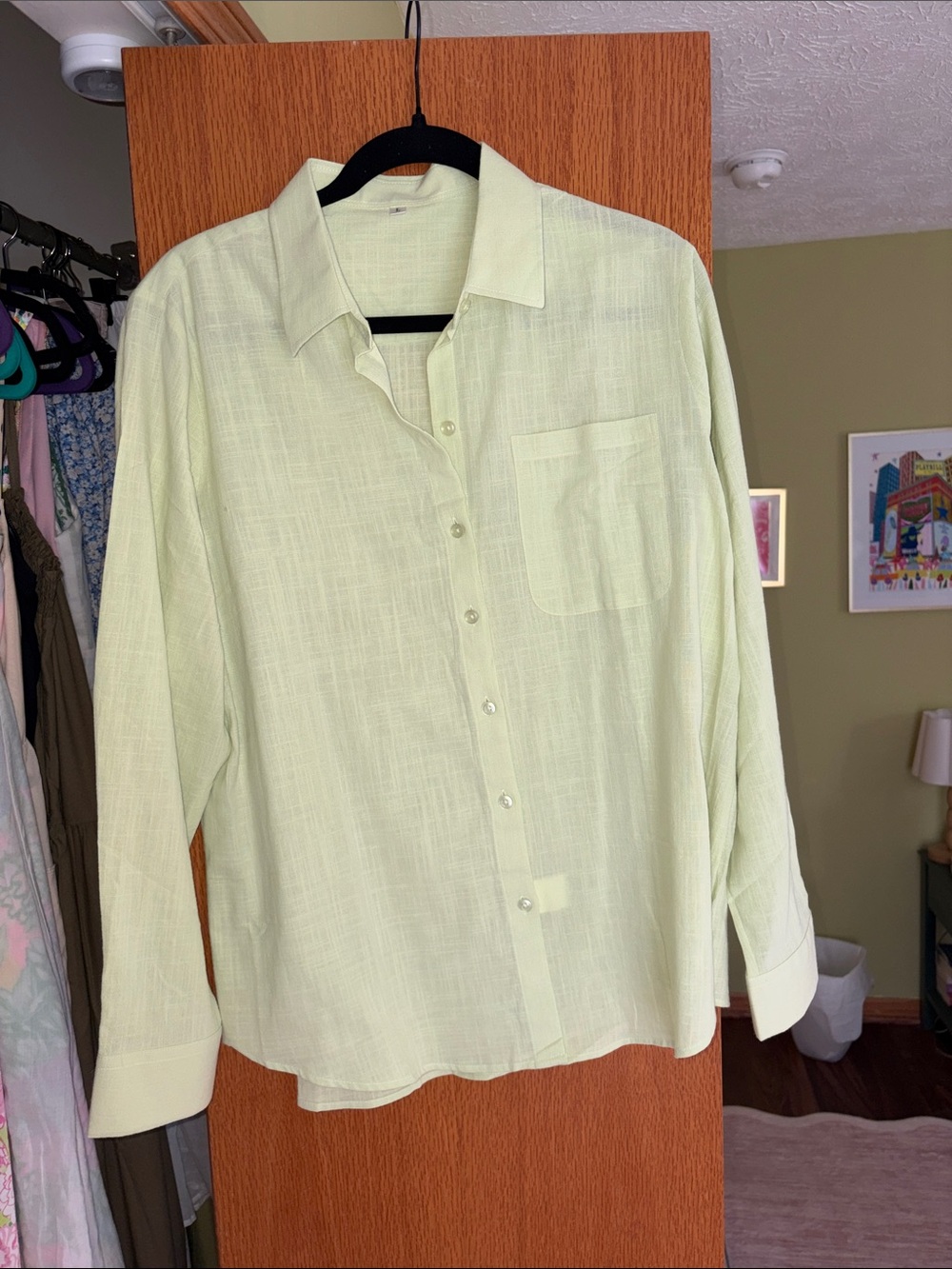 Women’s Button-Down Shirt in Pale Lime - Classic Collared Shirt
